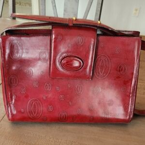 Vintage Cartier Wine Red Happy Birthday Embossed Handbag